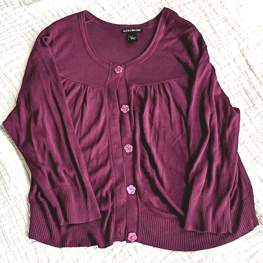 Lucky Brand Modal Cardi in deep Wine L
